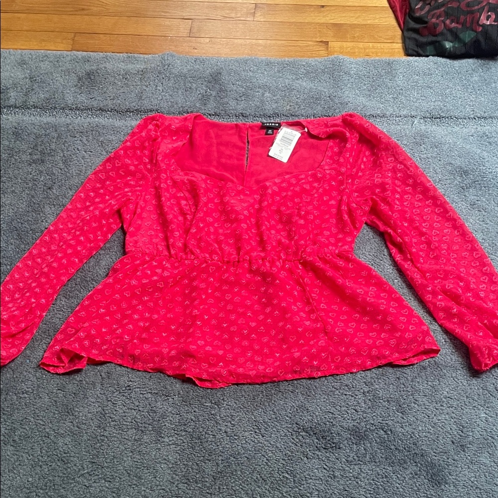 Torrid Vibrant Red Peplum Blouse